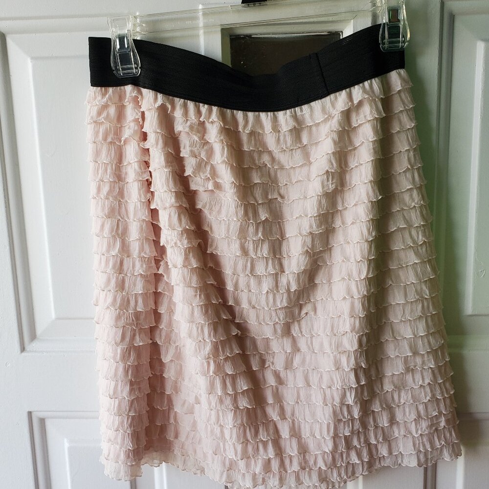 LC Lauren Conrad Black and Light Pink ruffle layered mini skirt - Size M - Used